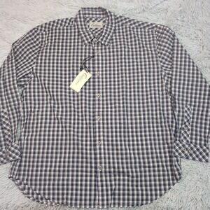 California Shirt Mens XL Short Blue Preppy Career Casual‎ Plaid Button Up New